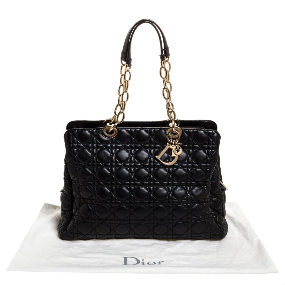Dior Black Cannage Leather Soft Lady Dior Shopper Tote 7