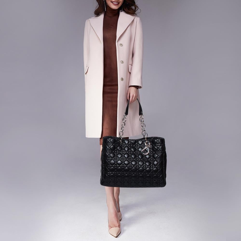 Dior Cannage Negro Piel Suave Lady Dior Shopper Tote en Bueno Estado en Dubai, Al Qouz 2