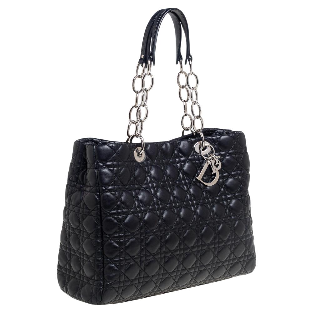 Dior Cannage Negro Piel Suave Lady Dior Shopper Tote 1