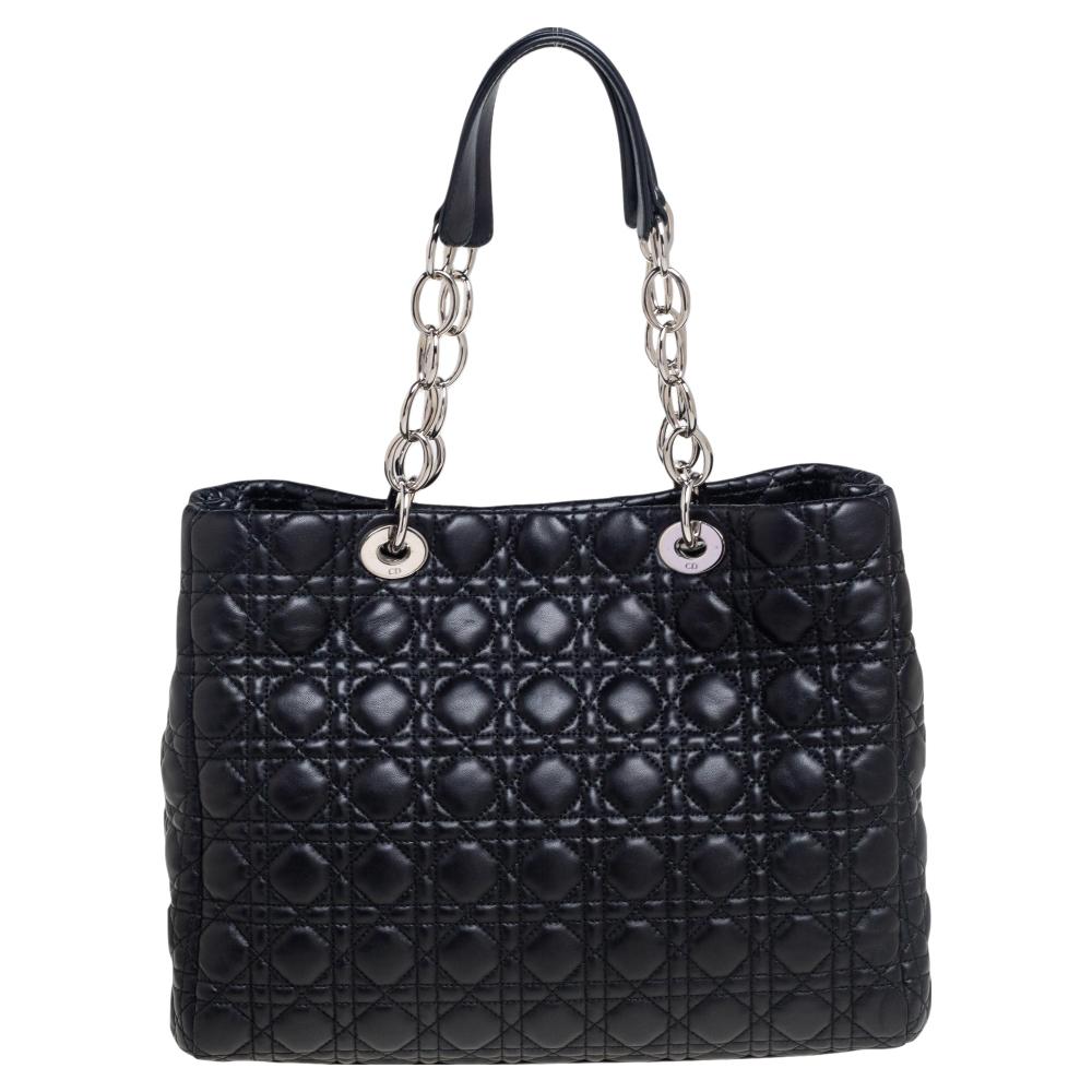 Dior Cannage Negro Piel Suave Lady Dior Shopper Tote 2