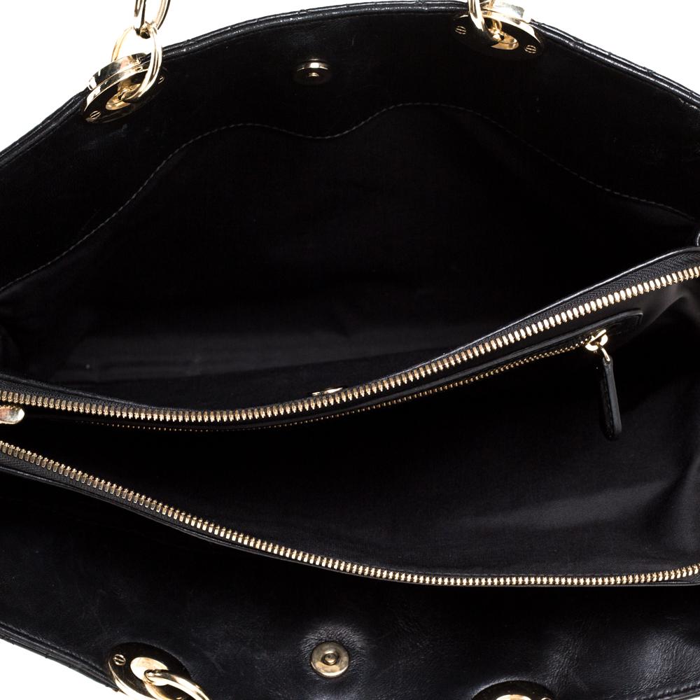 Dior Black Cannage Leather Soft Lady Dior Shopper Tote 2