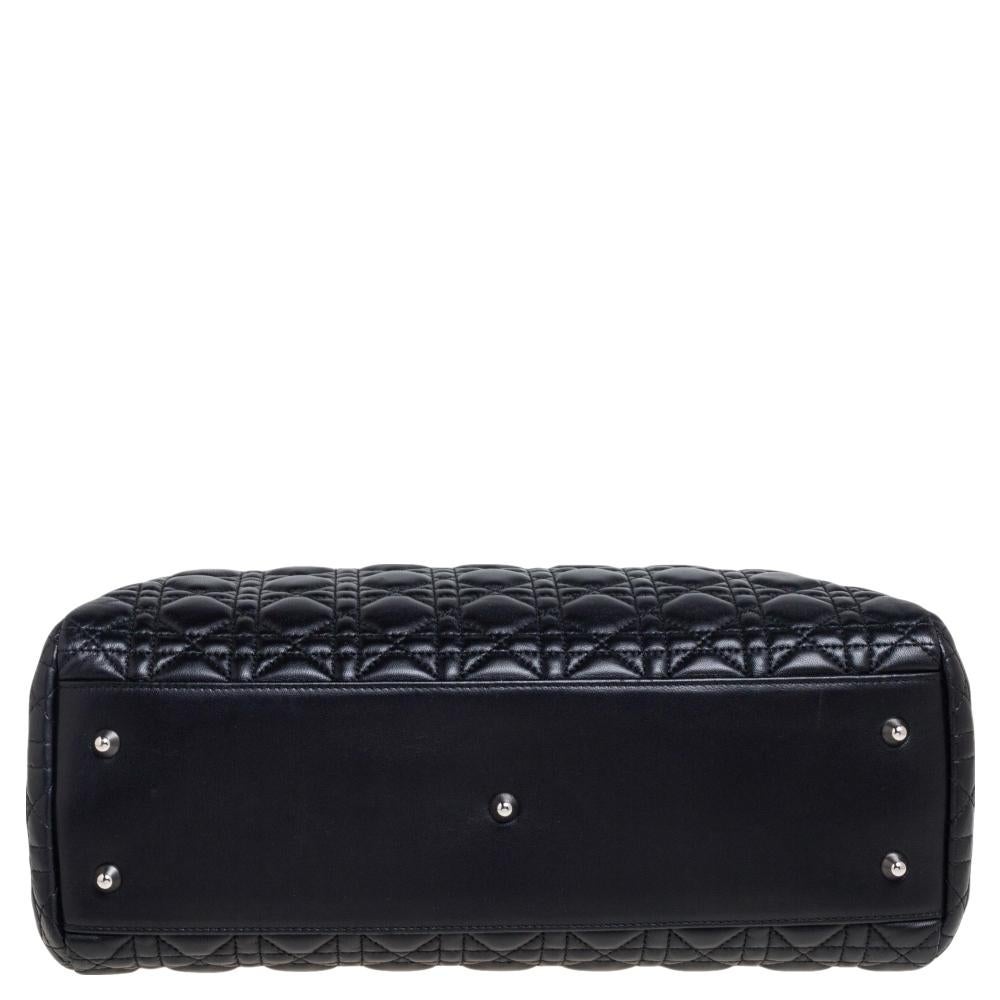Dior Cannage Negro Piel Suave Lady Dior Shopper Tote 3
