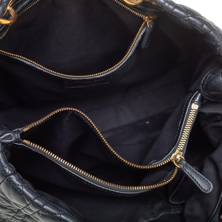 Dior Black Cannage Leather Soft Lady Dior Shopper Tote For Sale at 1stDibs