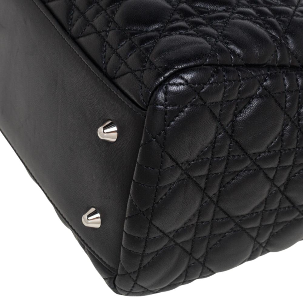 Dior Cannage Negro Piel Suave Lady Dior Shopper Tote 5