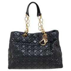 Dior Schwarz Cannage Leder Soft Lady Dior Shopper Tote