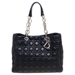 Dior Black Cannage Leather Soft Lady Dior Shopper Tote