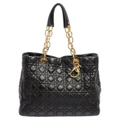 Dior Black Cannage Leather Soft Lady Dior Shopper Tote