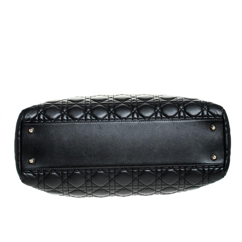 Dior Black Cannage Leather Soft Lady Dior Shopping Tote 1