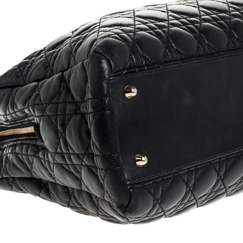 Dior Black Cannage Leather Soft Lady Dior Shopping Tote 3