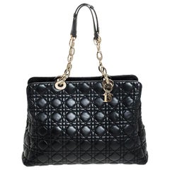 Dior Black Cannage Leather Soft Lady Dior Shopping Tote