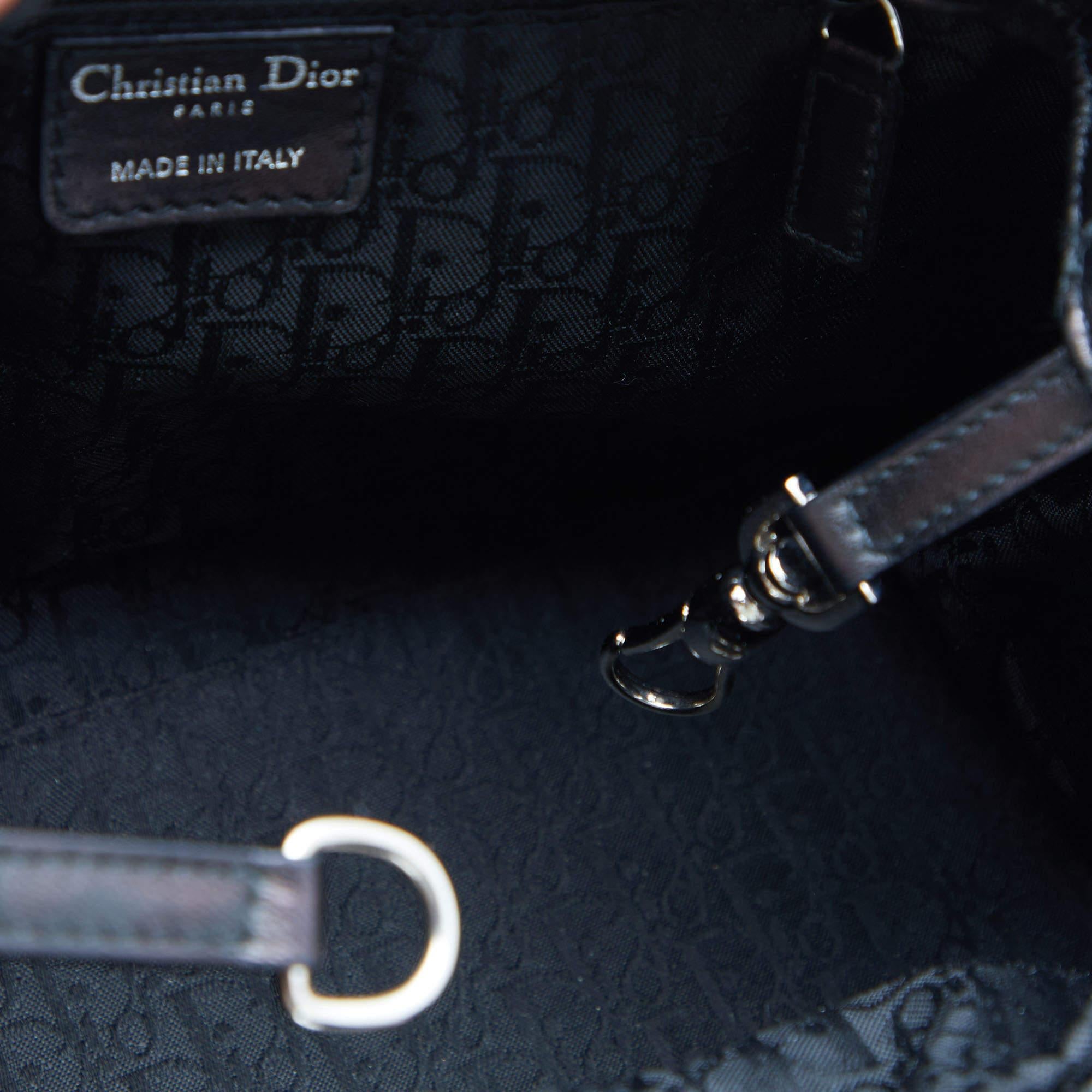 Dior Black Cannage Leather Soft Lady Dior Tote For Sale 2