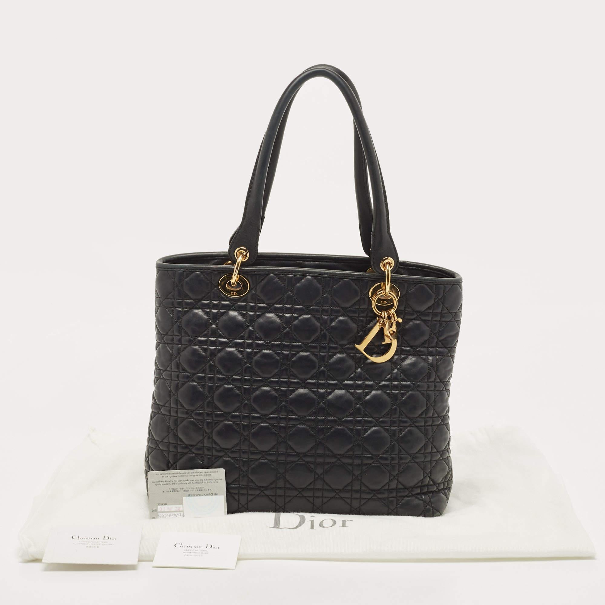 Dior Black Cannage Leather Soft Lady Dior Tote 4