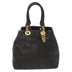 Dior Black Cannage Leather Soft Lady Dior Tote