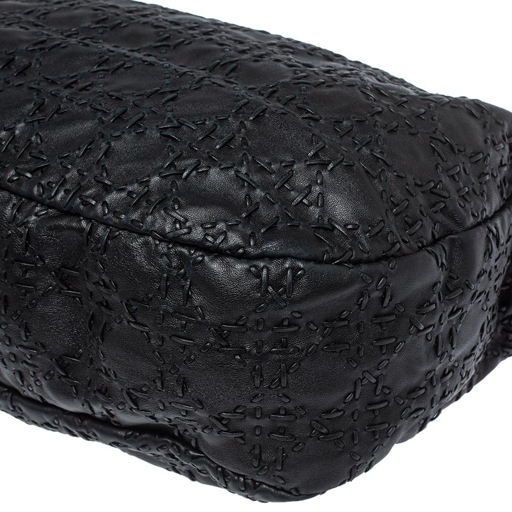 Dior Schwarz Cannage Leder Peitschenstich Hobo 7