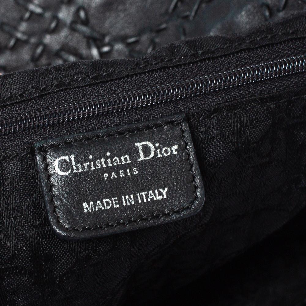 Dior Schwarz Cannage Leder Peitschenstich Hobo 8