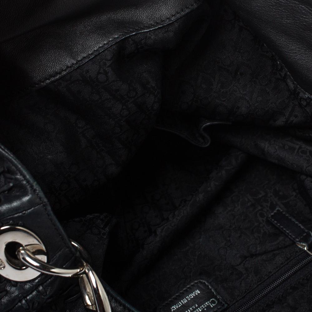 Dior Schwarz Cannage Leder Peitschenstich Hobo 4