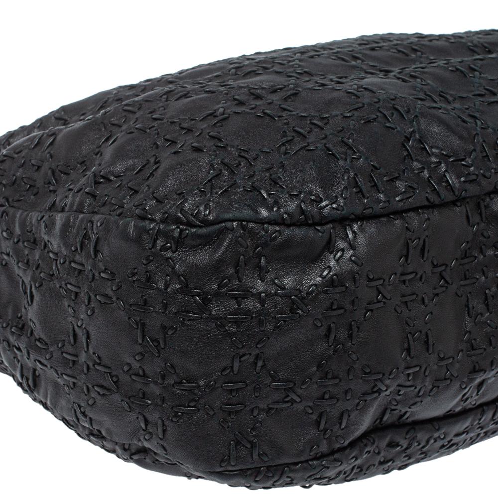 Dior Schwarz Cannage Leder Peitschenstich Hobo 5