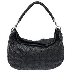 Dior Black Cannage Leather Whipstitch Hobo
