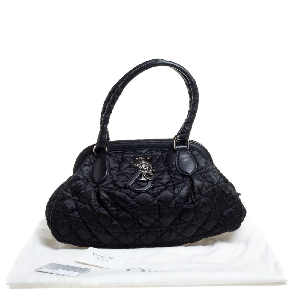 Dior Black Cannage Nylon and Leather Charming Doctor Bag 5