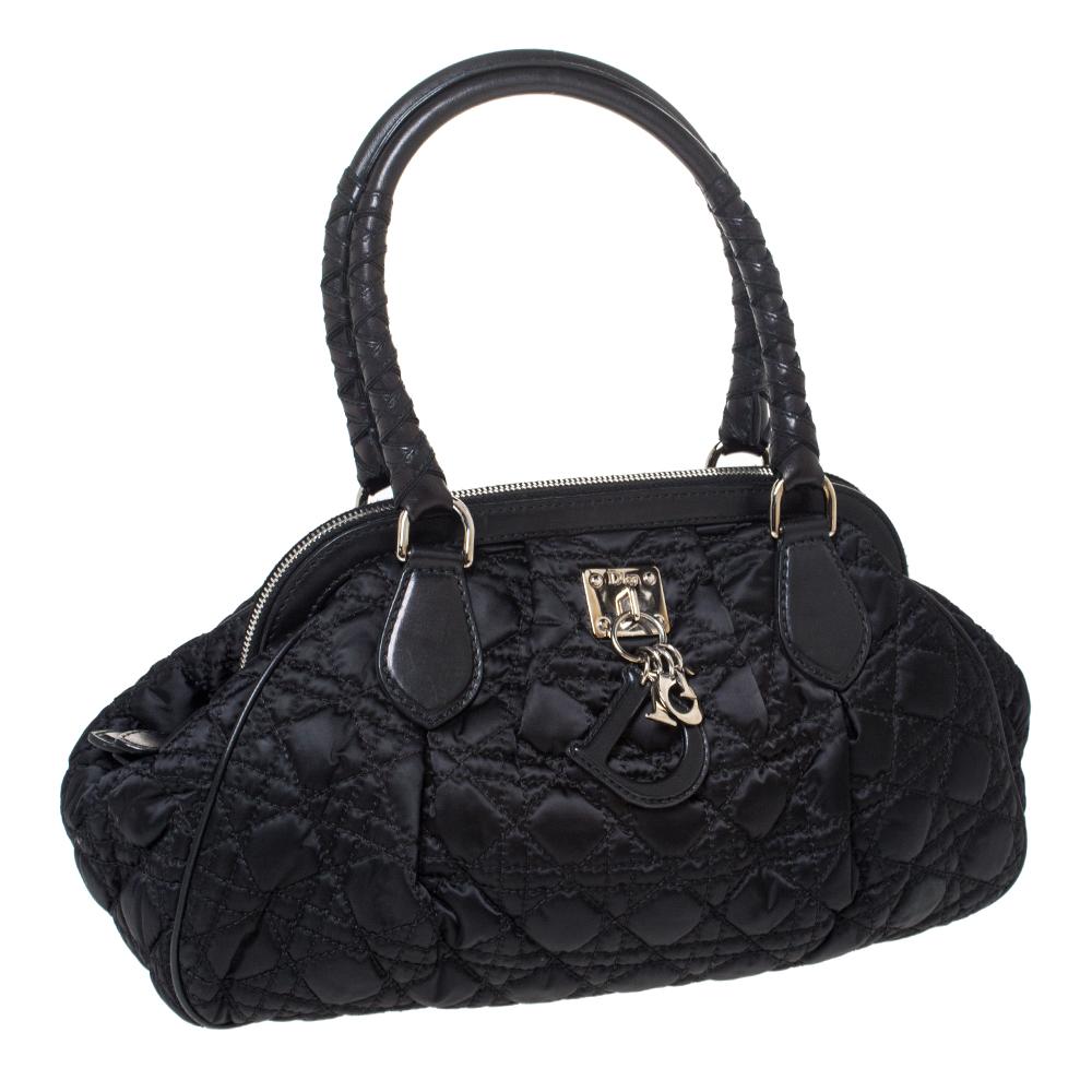 Women's Dior Black Cannage Nylon and Leather Charming Doctor Bag