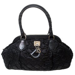 Dior Black Cannage Nylon and Leather Charming Doctor Bag