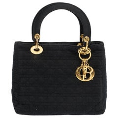 Dior Black Cannage Nylon Medium Lady Dior Tote