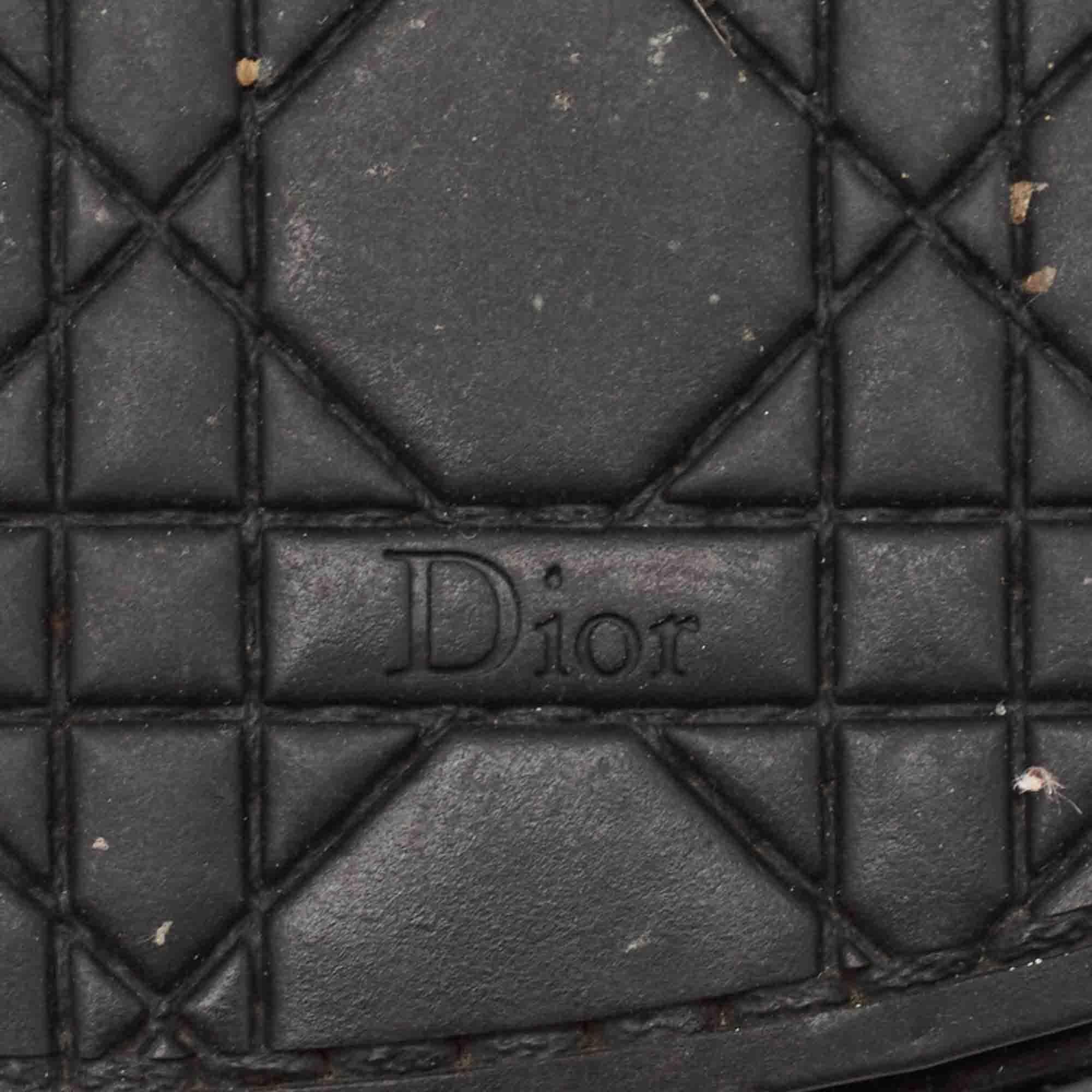 Dior Black Cannage Patent Bow Slide Sandals Size 37 3