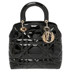 Dior Black Cannage Patent Leather Granville Tote