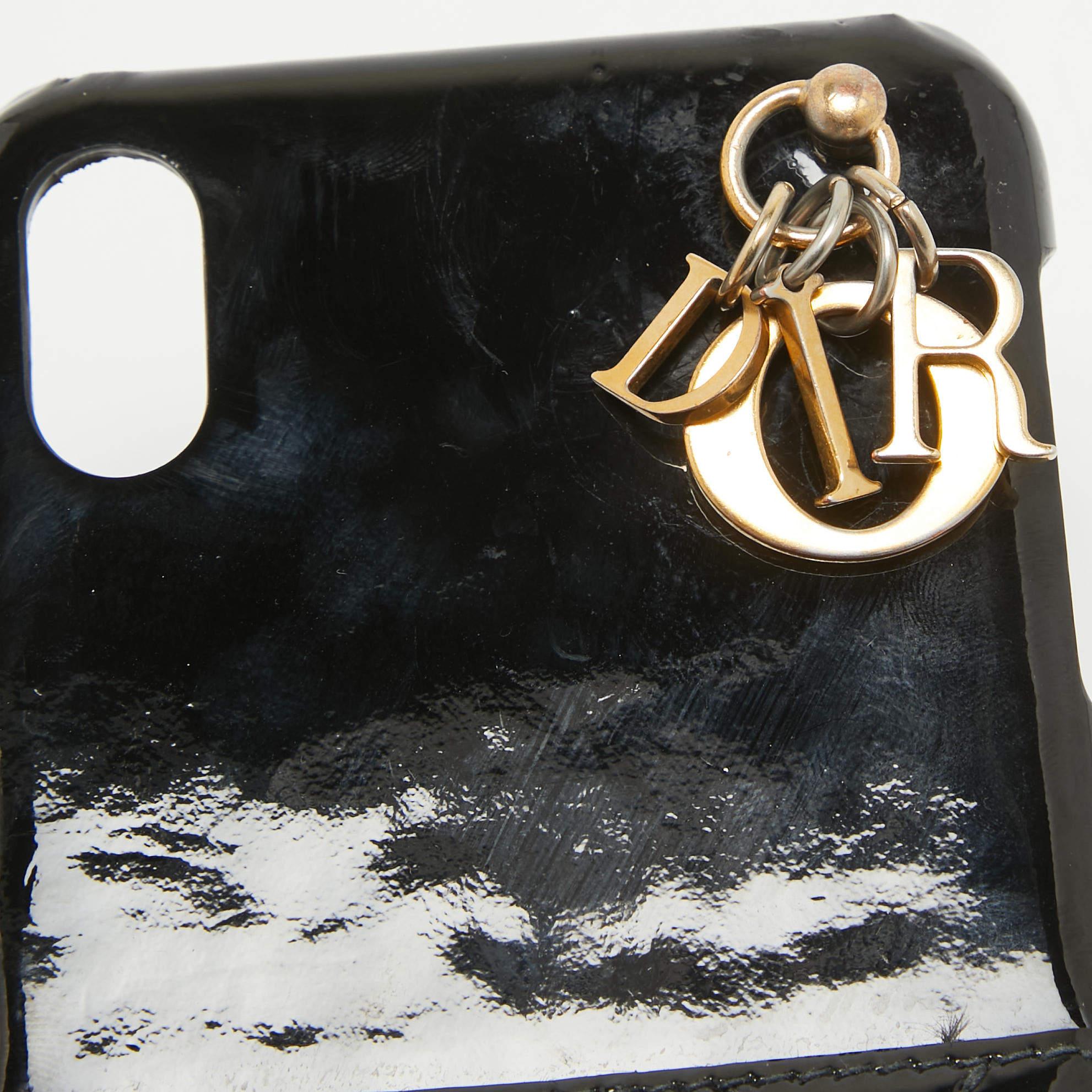 De las mujeres Funda iPhone XS Max de charol negro Cannage de Dior en venta