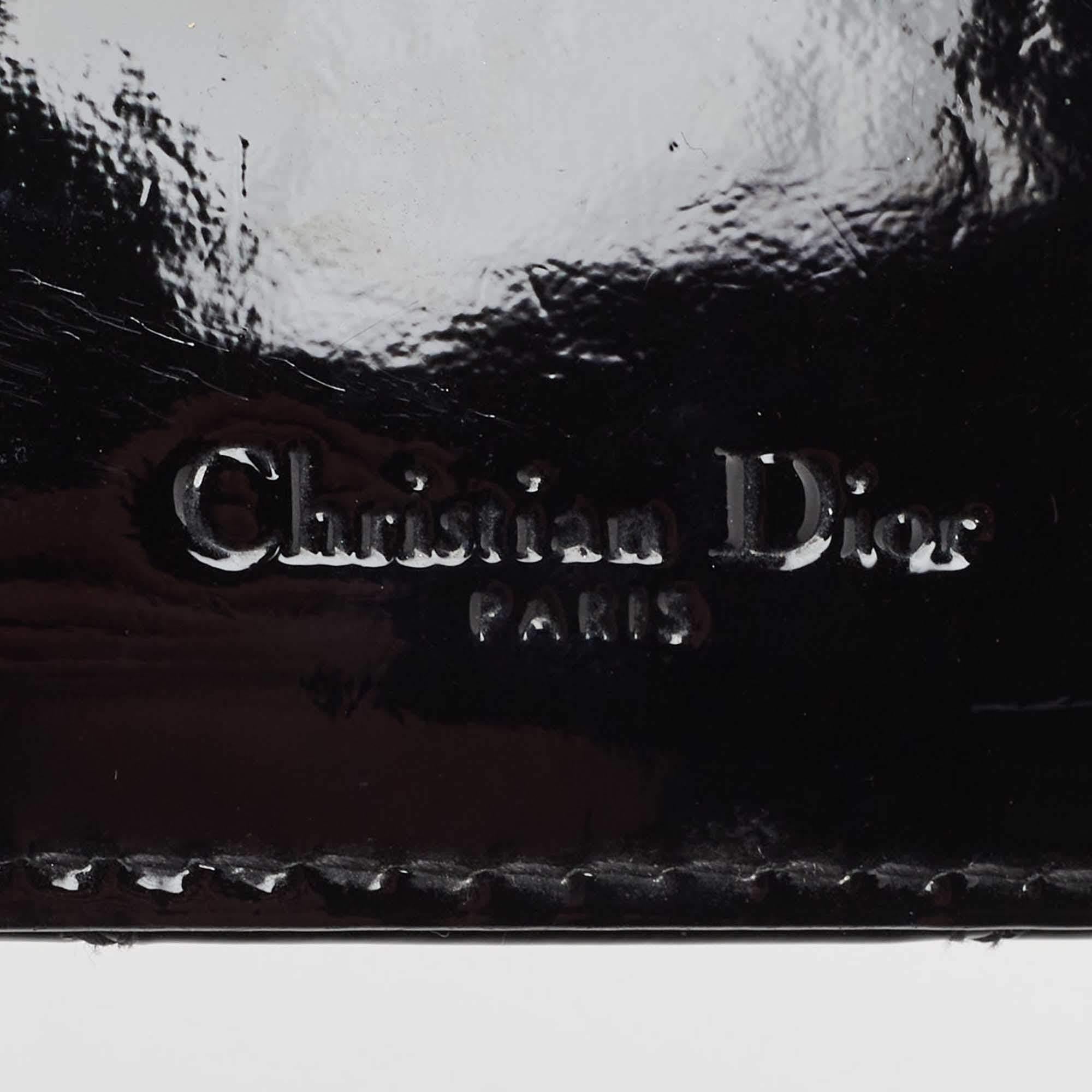 Women's Dior Black Cannage Patent Leather Lady Dior Card Holder