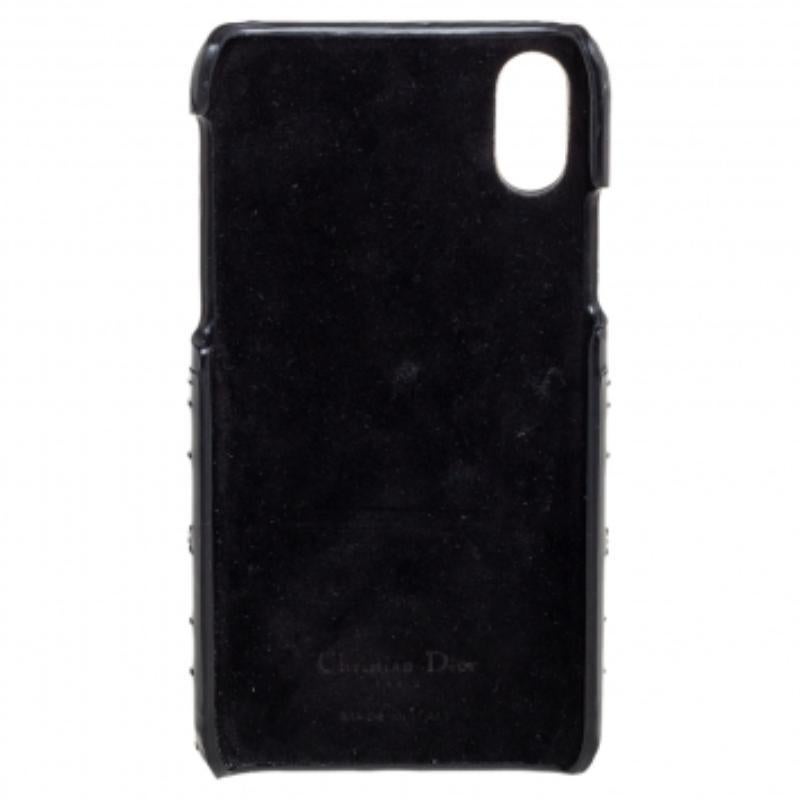 Dior Black Cannage Patent Leather Lady Dior iPhone X/XS Case For Sale 3