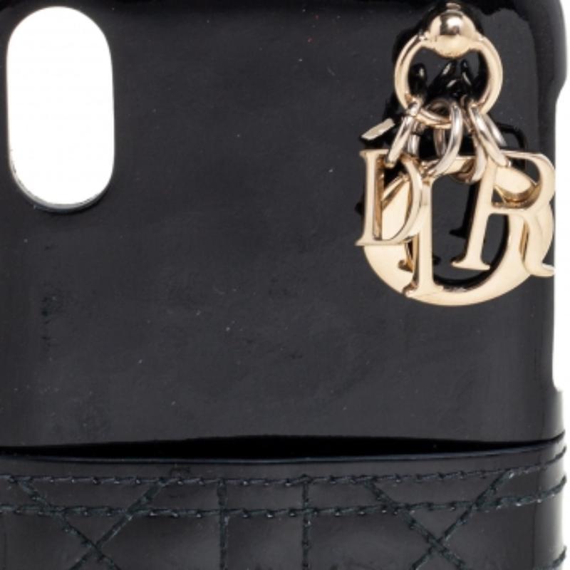 Dior Black Cannage Patent Leather Lady Dior iPhone X/XS Case For Sale 4