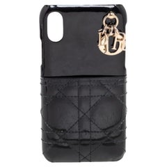 Dior Black Cannage Patent Leather Lady Dior iPhone X/XS Case