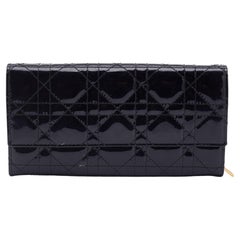 Dior Black Cannage Patent Leather Lady Dior Wallet