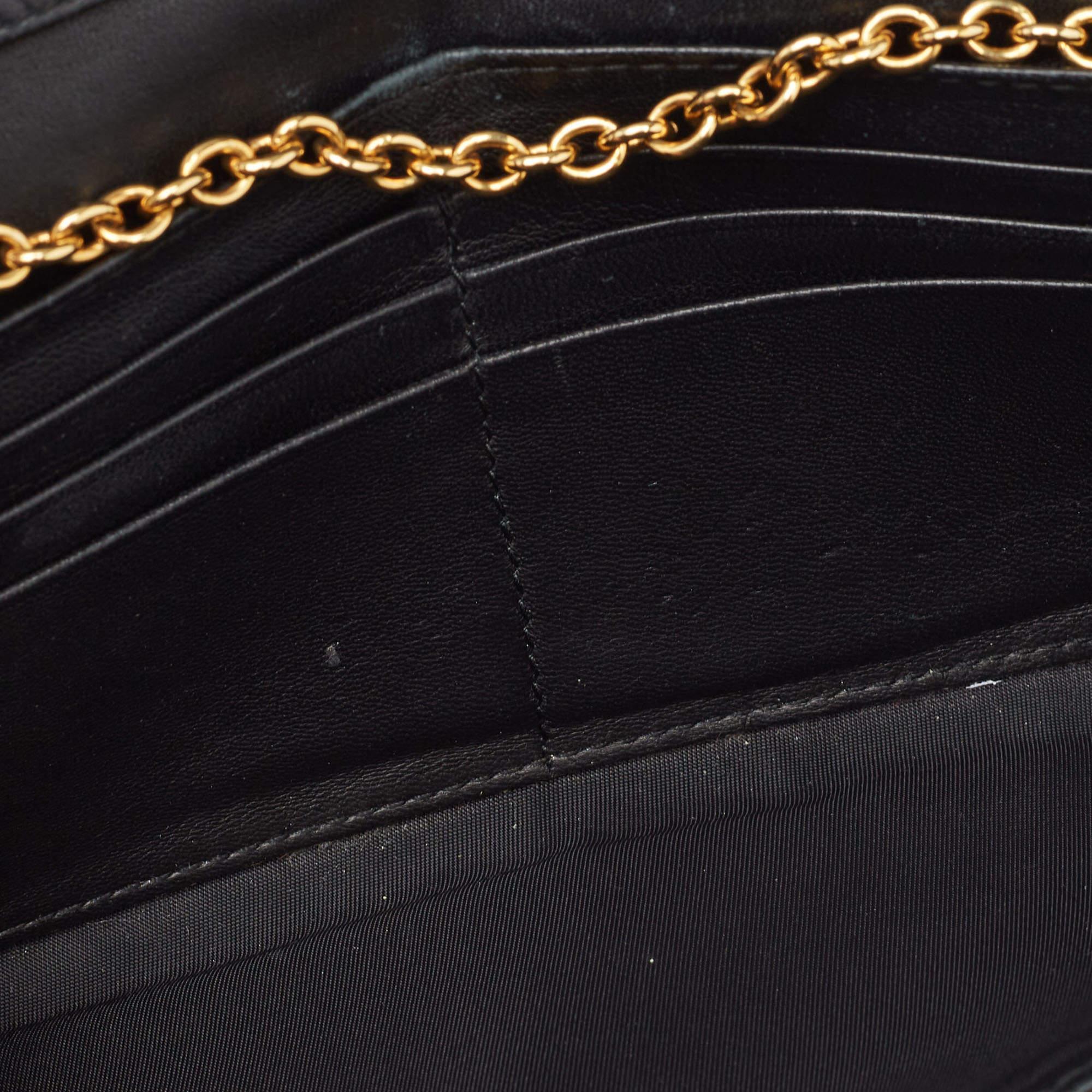 Dior Black Cannage Patent Leather Lady Dior Wallet on Chain 7