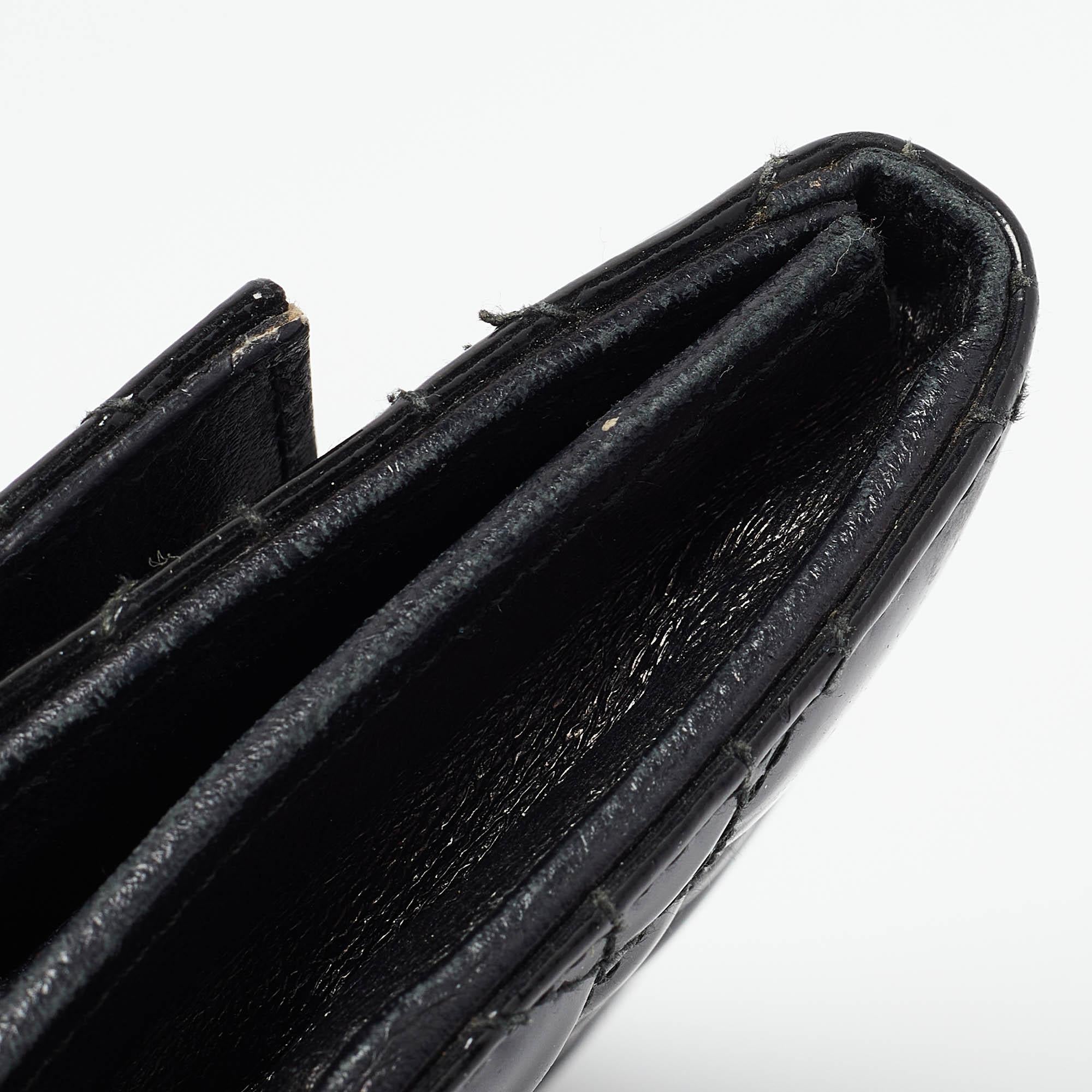 Dior Black Cannage Patent Leather Lady Dior Wallet On Chain 3