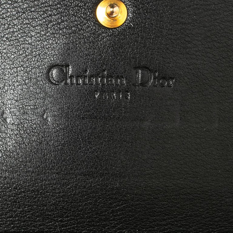 Dior Black Cannage Patent Leather Lady Dior Wallet On Chain at 1stDibs