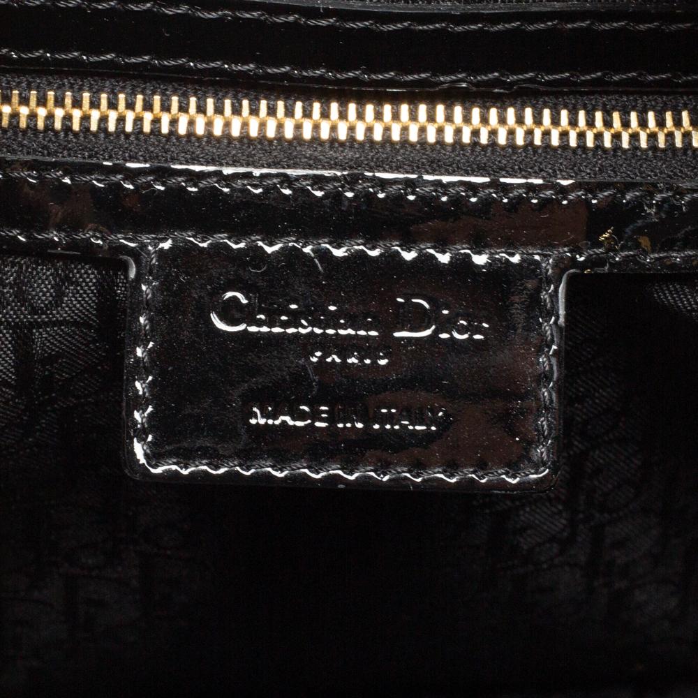 Dior Black Cannage Patent Leather Large Lady Dior Tote 6