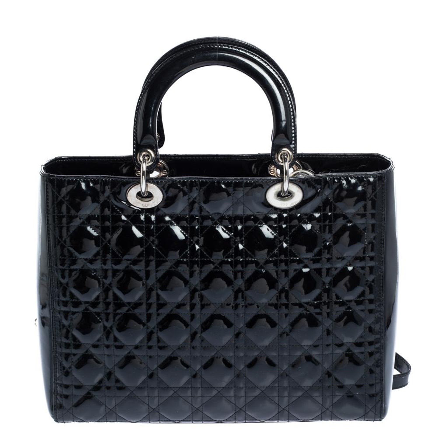 Dior Black Cannage Patent Leather Large Lady Dior Tote For Sale At 1stdibs