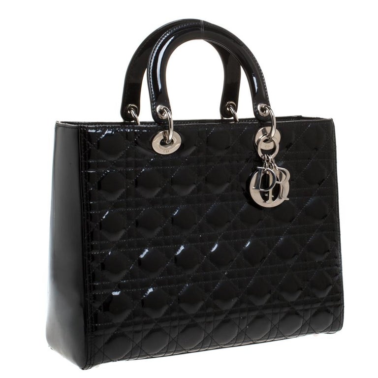 lady dior black patent leather
