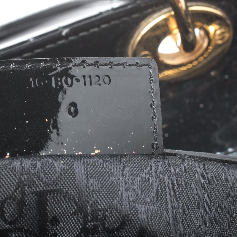 Women's Dior Black Cannage Patent Leather Large Lady Dior Tote