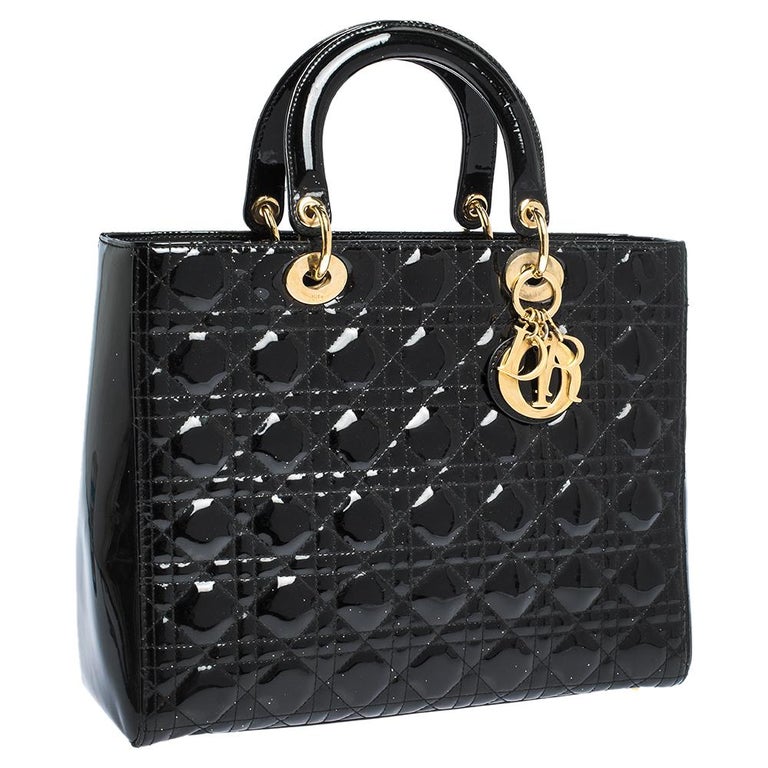 lady dior black patent leather