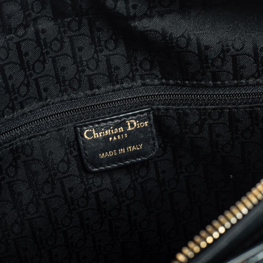 Dior Black Cannage Patent Leather Large Lady Dior Tote In Good Condition In Dubai, Al Qouz 2