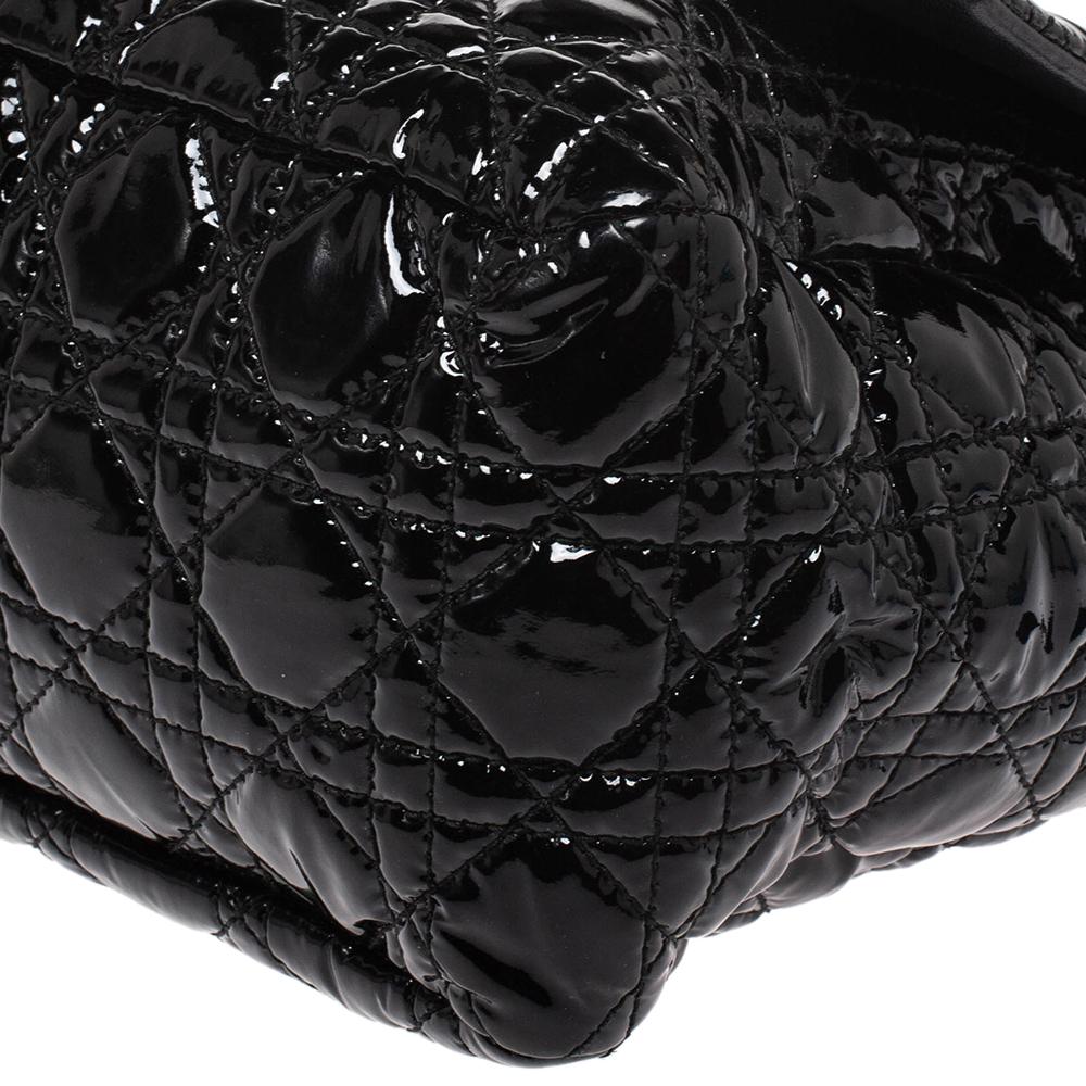 Dior Black Cannage Patent Leather Large New Lock Flap Shoulder Bag 1