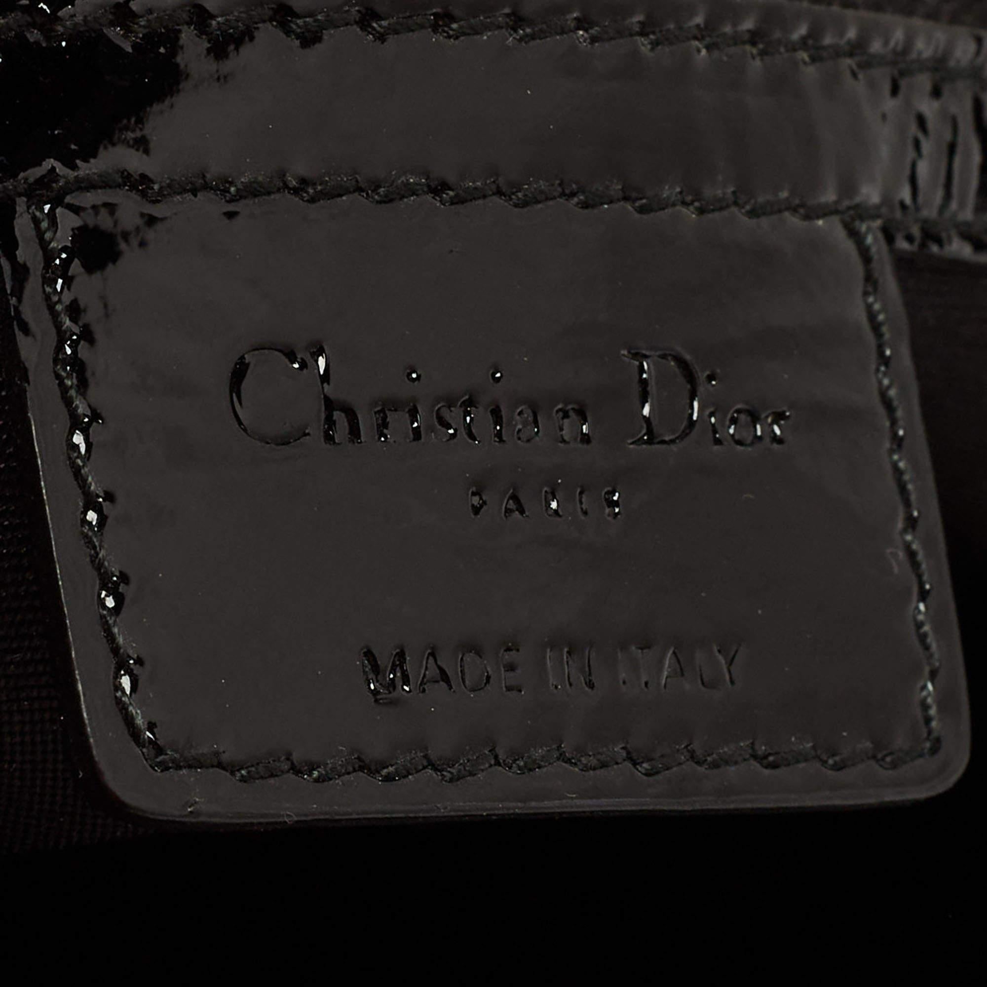 Dior Black Cannage Patent Leather Large Soft Lady Dior Shopper Tote en vente 5