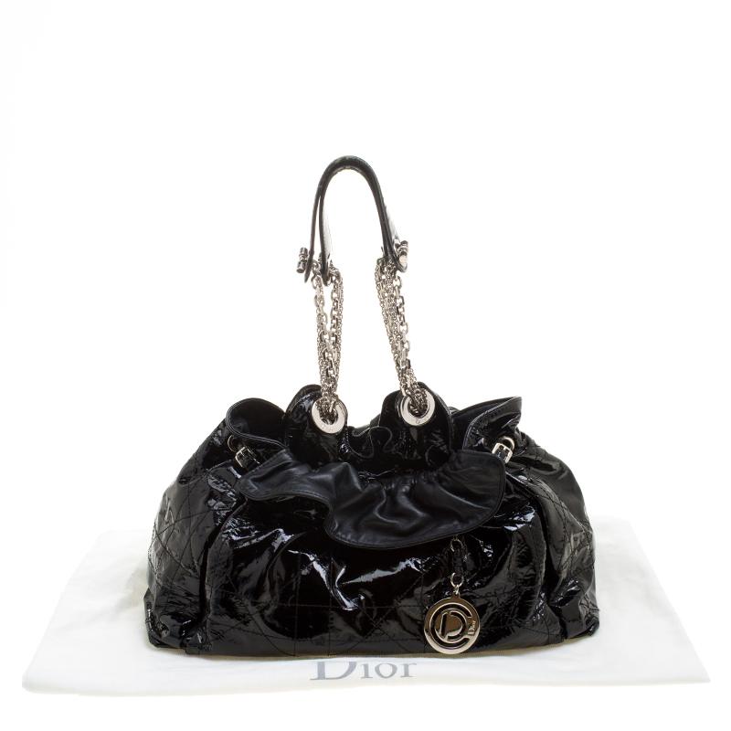 Dior Black Cannage Patent Leather Le Trente Hobo 6