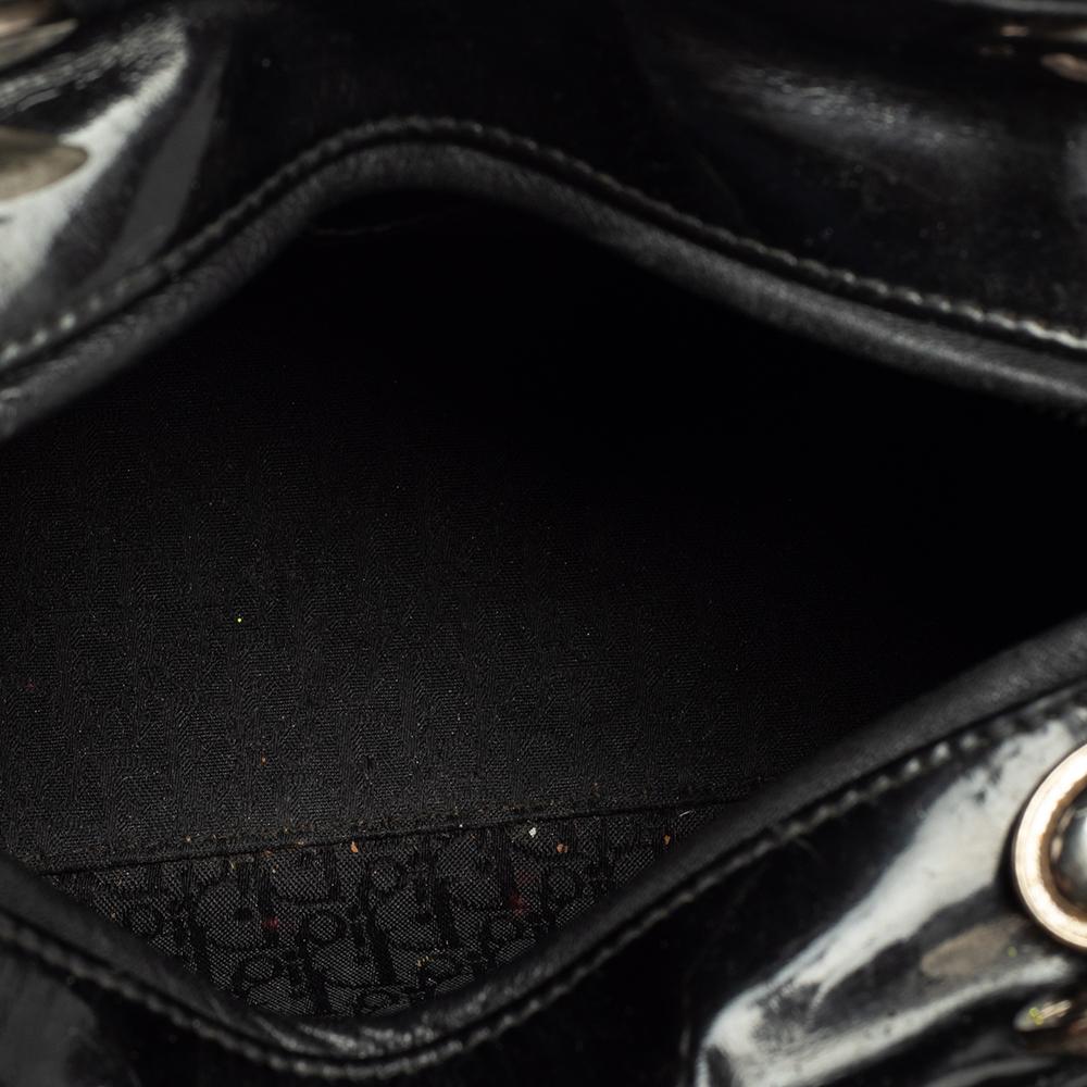 Dior Black Cannage Patent Leather Medium Lady Dior Tote 4