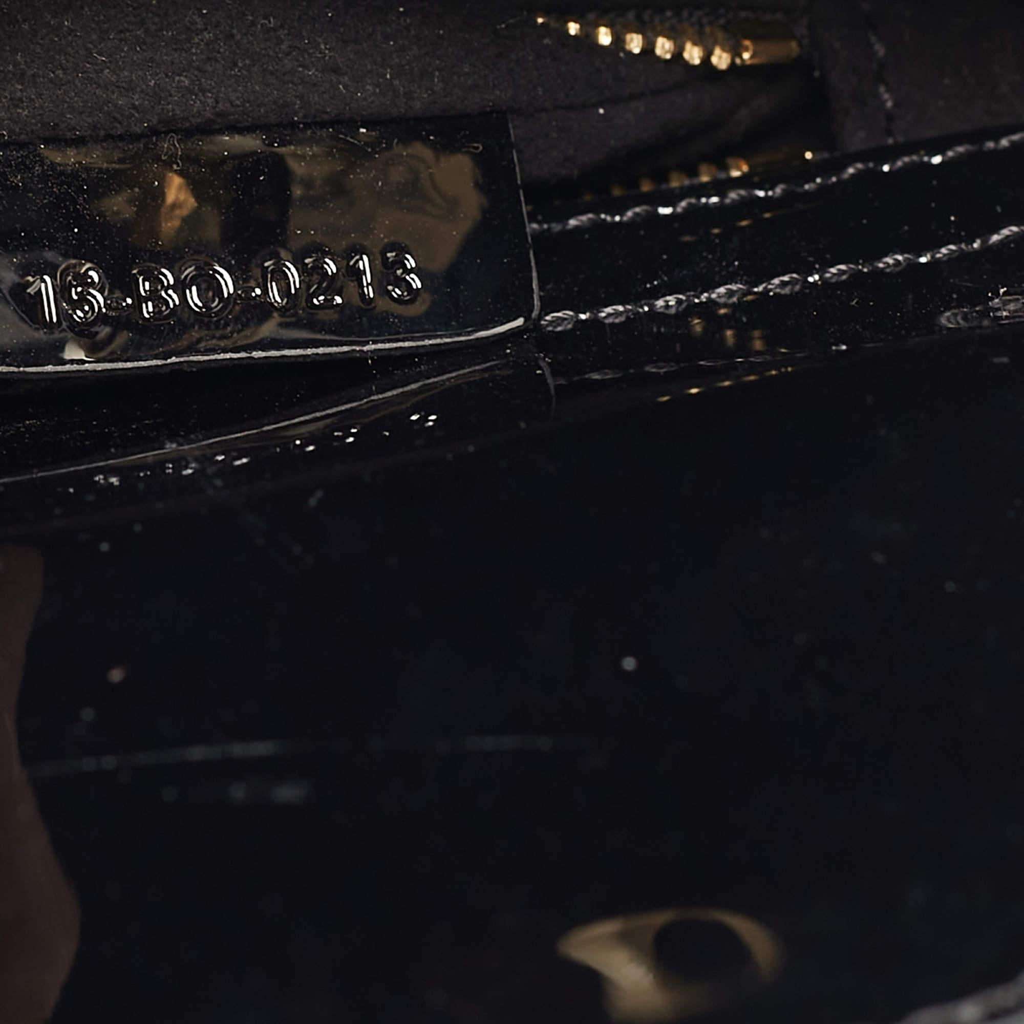 Dior Black Cannage Patent Leather Mini Lady Dior Tote 4