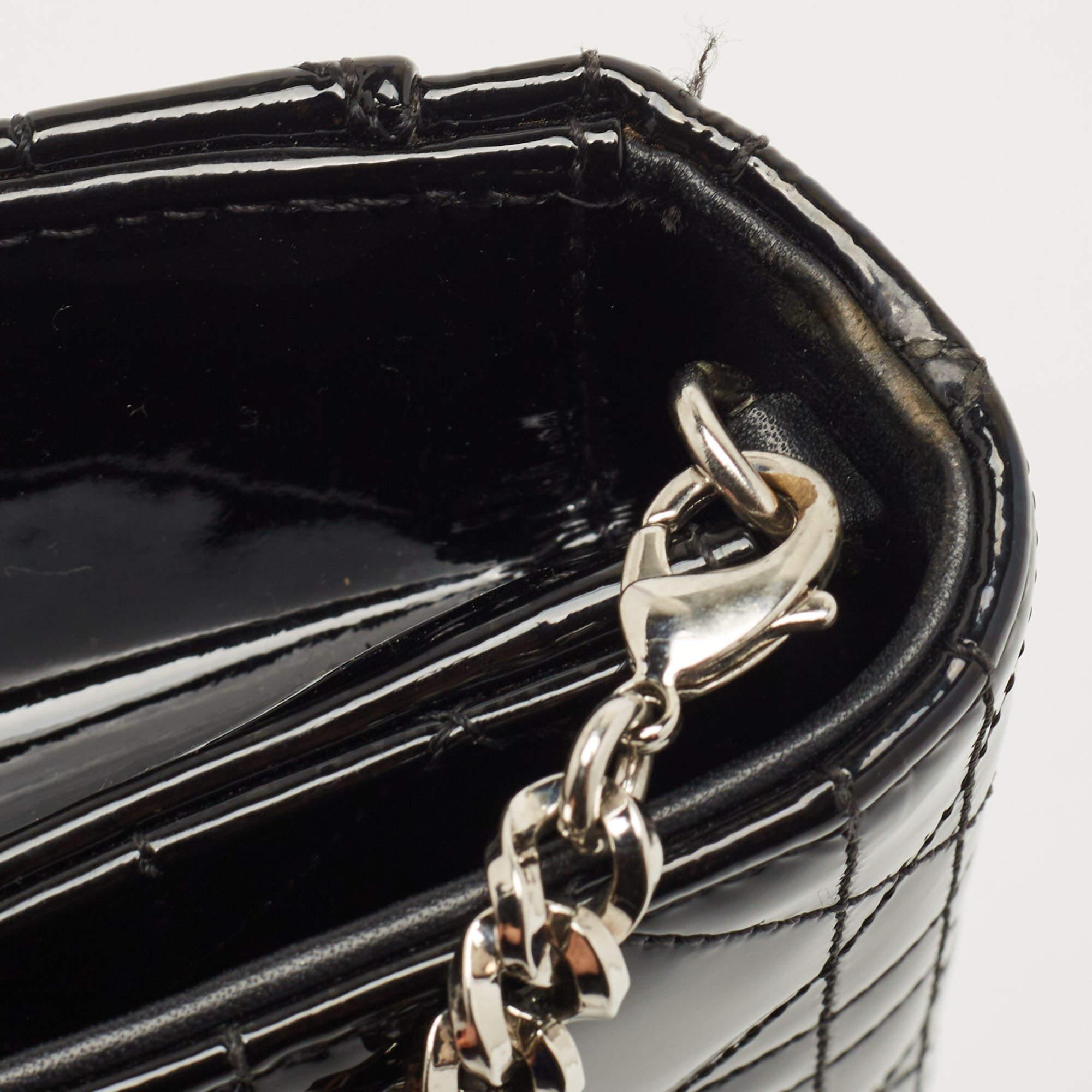 Dior Black Cannage Patent Leather Miss Dior Promenade Chain Bag 7