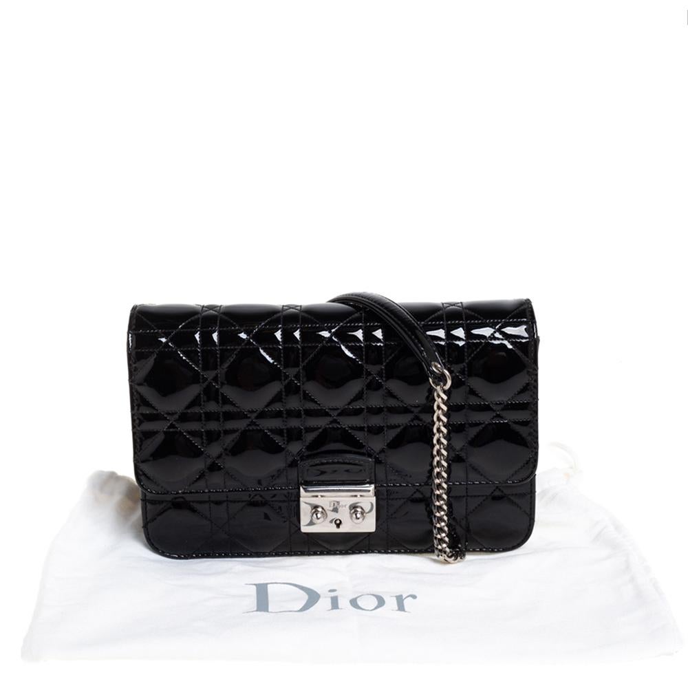 Dior Black Cannage Patent Leather Miss Dior Promenade Chain Bag 7